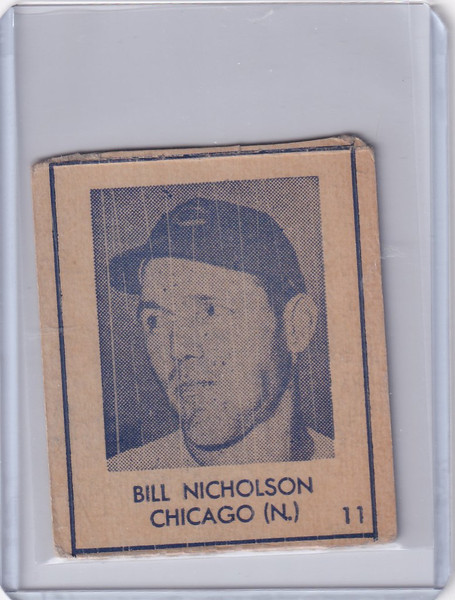 1948 R346 Blue Tint #11 Bill Nicholson Chicago Cubs