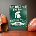 Michigan State Spartans Embossed Metal Vintage Sign