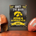 Iowa Hawkeyes Embossed Metal Vintage Sign