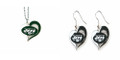 Officially Licensed Swirl Heart Necklace and Earring Set Choose Your Team