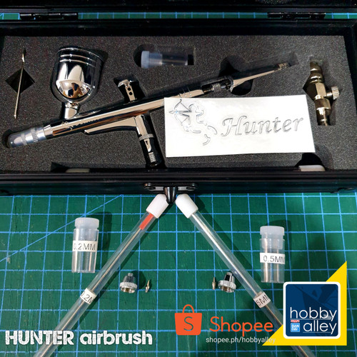 HUNTER HT-192 V2.0 NEW CHROME AIRBRUSH SET WITH CASE