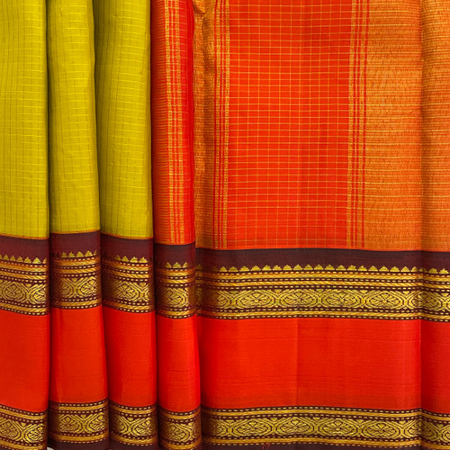 Mustard n Orange red Kanchipuram SAR00309