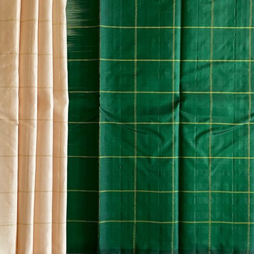 Off White n Green Kanchipuram saree SAR00327