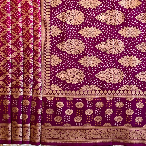 Pink n Purple Bandhej.    SAR00355