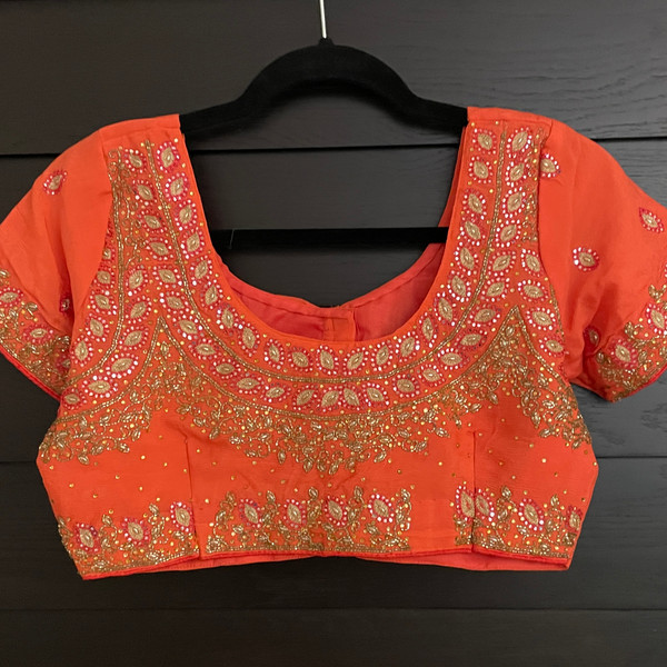 Vibrant Red Orange with embroidery.    SAR00363