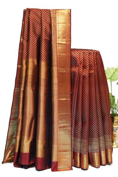 Rich Maroon Kanchipuram bridal saree SARLW00503