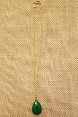 Green Agate Pendant Gold Chain Necklace