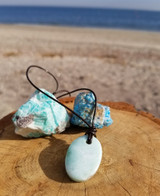 Larimar Pendant with Real Leather Necklace