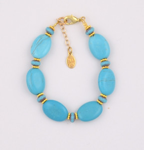 Oval Turquoise and Blue Czech Glass Bracelet