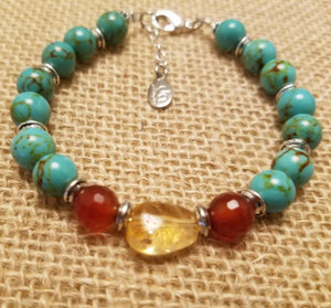 Turquoise with Carnelian and Citrine Bracelet