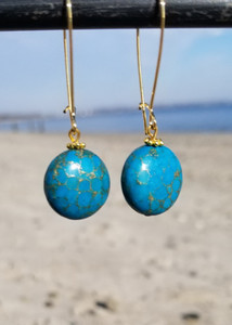 Matrix Turquoise Round Medium Hoop Earrings (Gold)