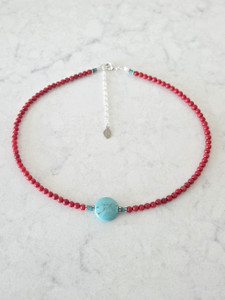 Coral and Turquoise Choker Necklace