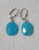Blue Agate Oval Earrings (Silver)