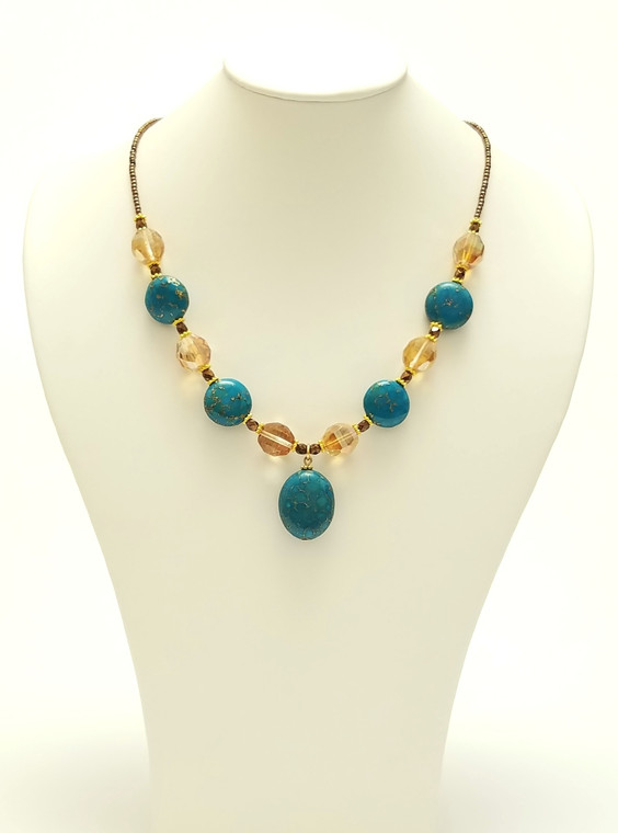 Turquoise & Quartz Pendant Necklace