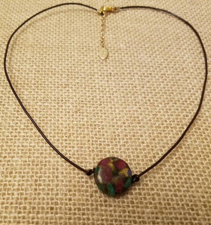 Matrix Turquoise Leather Necklace