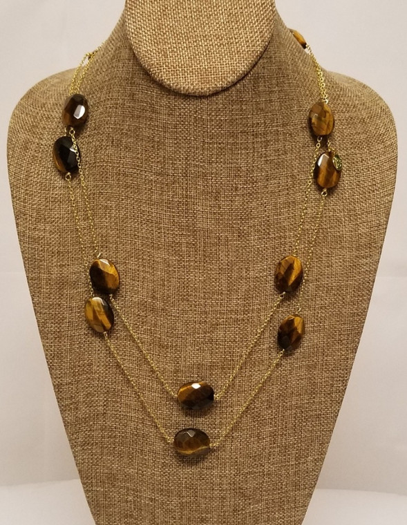 Tiger Eye Long Chain (Gold)