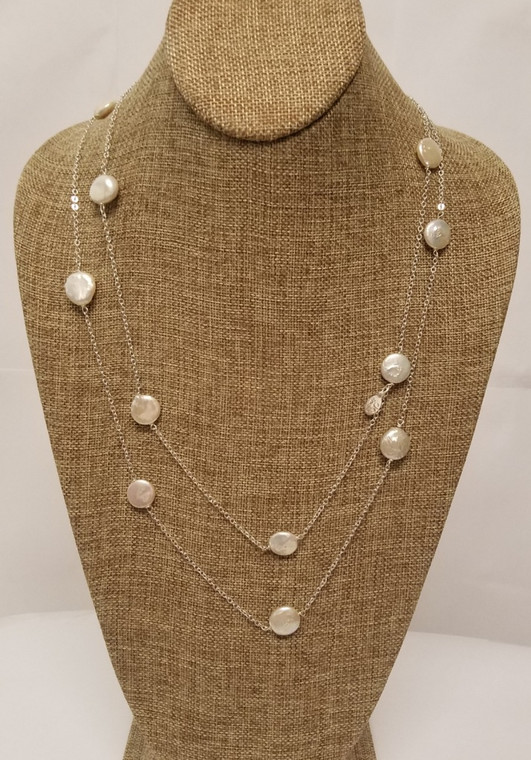 White Freshwater Pearl Long Chain (Silver 925)