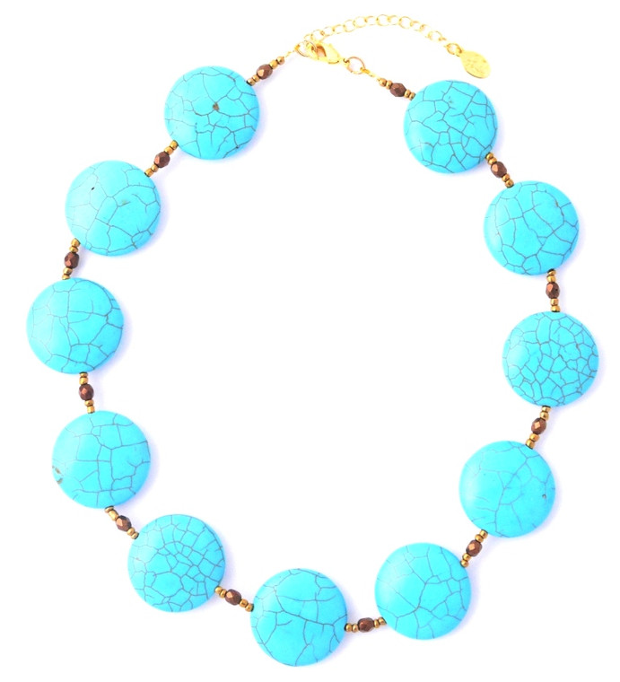 Turquoise Round Coin Necklace