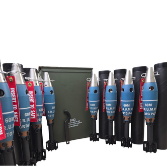 60mm P47 TRUMP "Training, Re-Usable, Mortar Projectile" Rounds with Fuze and Storage Tube