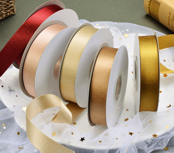Glitter Satin Custom Logo Ribbon with Multi Color Print and Two Color Print