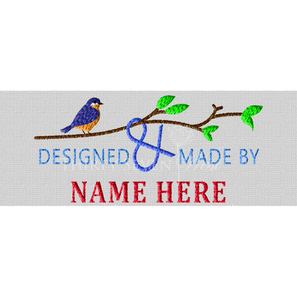 Blue Bird Pre-Designed Woven Fabric Clothing Labels