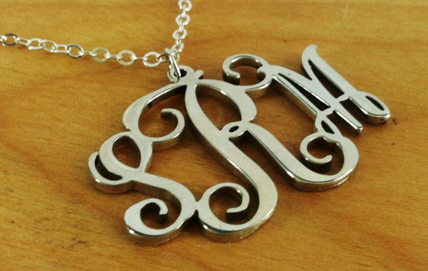Sterling Silver Vine Monogram Pendant - SRM