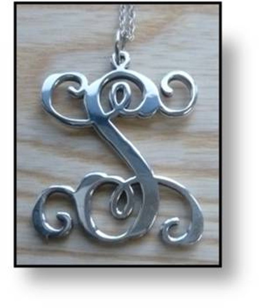 Sterling Silver Vine Initial Pendant - S