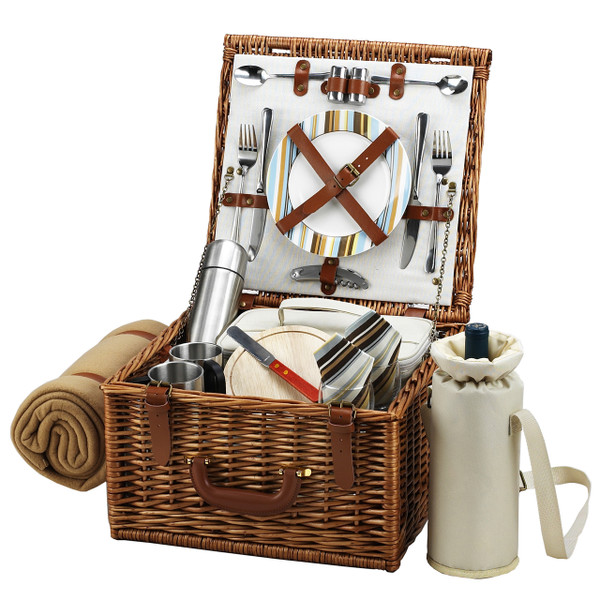 Cheshire Basket for 2 w/coffee set & blanket -Santa Cruz