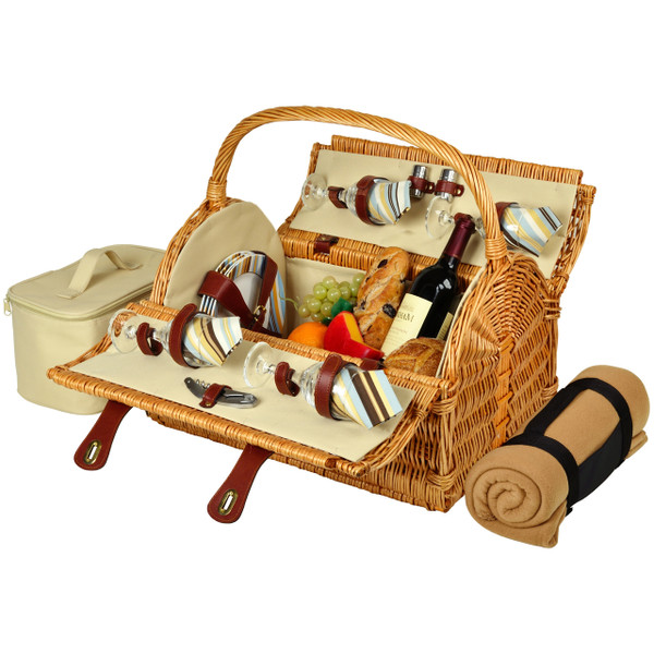 Yorkshire Picnic Basket for 4 w/Blkt