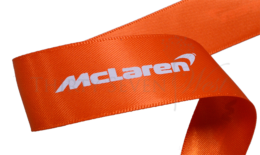 Custom Logo Ribbon with Durable Washable White Print