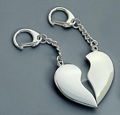 split heart keychain