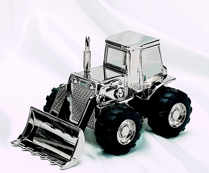 Personalized Nickel Plated Shiny Finish Tractor Bank