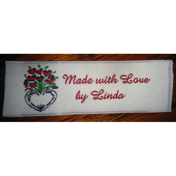 Heart Flower Bouquet Fabric Clothing Labels