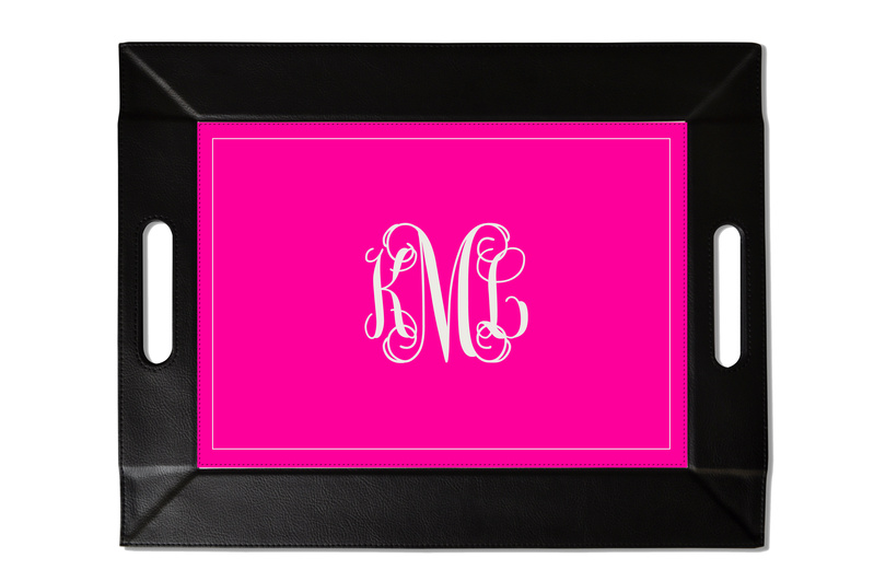 Solid Script Monogram Custom Folding Tray with Coasters