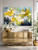Abstract ocean painting texture detail - expressive white and gold brushstrokes on blue turquoise canvas