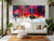 When There Is a Meaning 48x90 triptych styled as luxury designer decor in modern luminous living room and hotel lobby - oblique side view