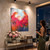 Large red textured abstract art in living room