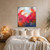 Bold fuchsia abstract painting in modern bedroom