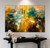 The Light the Ocean Keeps - Original large horizontal abstract painting in emerald indigo and gold - contemporary office and entryway statement art by Andrada Anghel 60x40