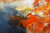Detail of orange breaking through stormy navy blue - textured look but smooth surface, showing the tension between warm and cold tones in Autumn on Fire original abstract painting