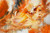 Close-up detail of Autumn on Fire - central area where burnt orange and warm white collide in soft blended layers. Smooth acrylic finish showing fluid movement and depth - original 48x40 abstract painting