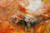 Varnished luminous surface detail - A Bloom You Can Hear large orange navy abstract - ready to hang