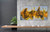 48 inch wide yellow grey abstract painting in modern office - Alien Planet panoramic above console styling