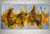 large panoramic abstract painting 24x48 Alien Planet - yellow grey textured gold full view sulphur springs inspired
