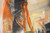 Bold Legacy diptych detail - earth tones beige cream with warm multicolor brushwork two panel close up