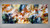 extra large abstract painting 32x79 The Ultimate Exploration - earth tones rust orange beige blue full front view panoramic