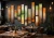 Upscale restaurant feature wall with 15 panel orange green original textured painting - custom restaurant decor made in Montreal