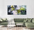 Large abstract gestural painting, on neutral tones of Payne's gray, ochre and white