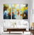 72 inch wide large triptych abstract painting above sofa - The Essence of Movement three panel living room office styling