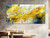 large abstract painting 30x60 Through the Haze - yellow white deep blue fog full view original